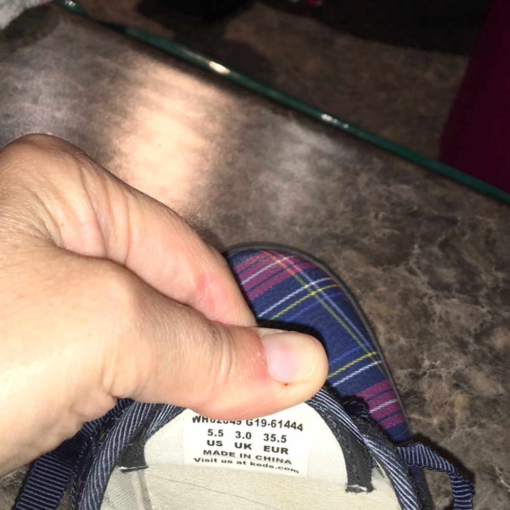Keds Plaid Sneakers in Navy, Pink, and White - Picture 7 of 7
